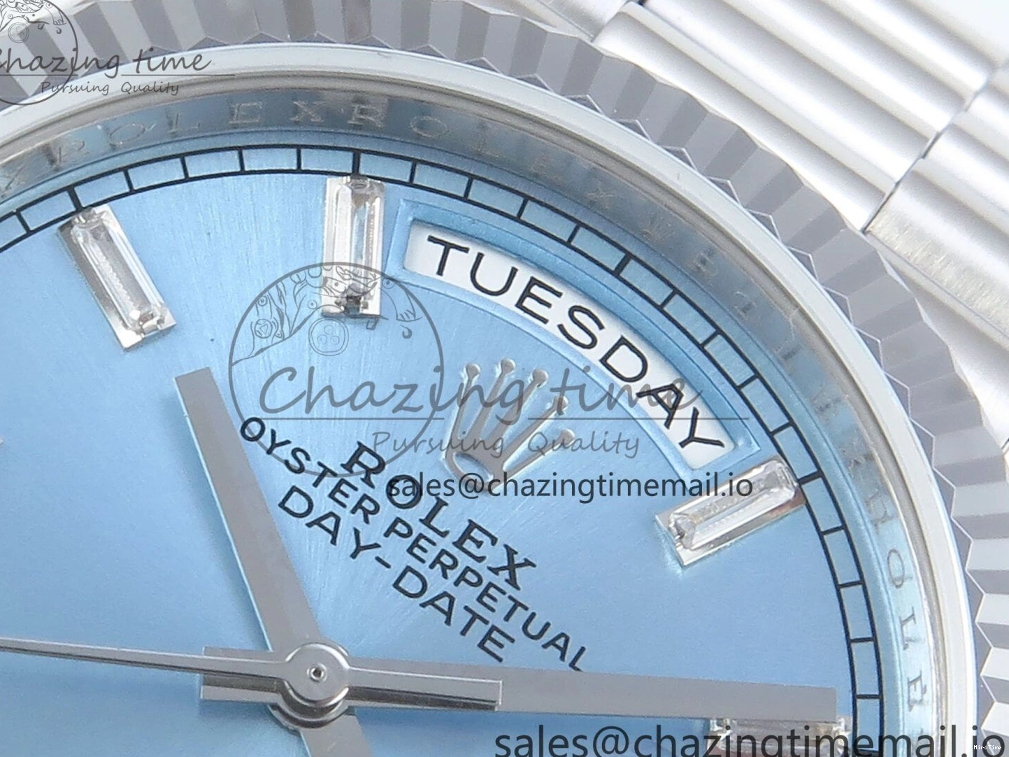 MiroTime 0214 Day Date 36 YG 128236 KF 1:1 Best Edition Ice Blue Crystal Dial on President Bracelet A2836 (Gain Weight) Modern 500